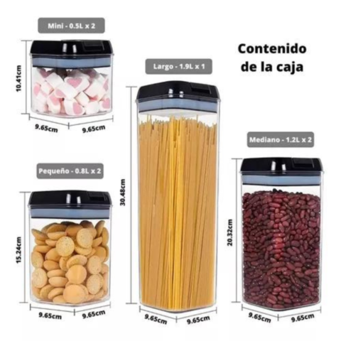 Kit de Recipientes Herméticos Organizadores de Cocina - 7 Piezas