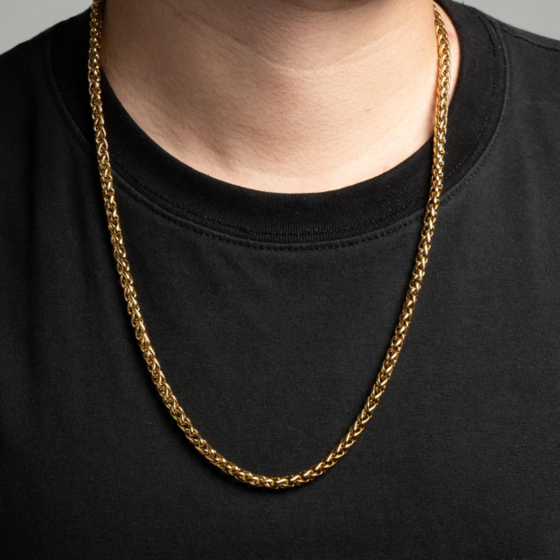 Cadena de Oro Laminado Italiano 18K - Diseño Clásico y Acabado Brillante, Longitud 45-65cm