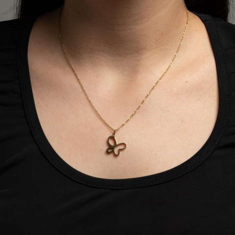 Cadena Mariposa de Oro Laminado Italiano 18K - Diseño Clásico y Acabado Brillante, Longitud 45cm