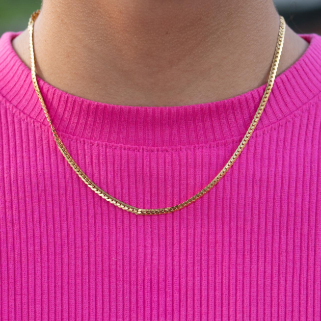 Cadena Serpiente de Oro Laminado Italiano 18K - Mujer 45 CM-3mm