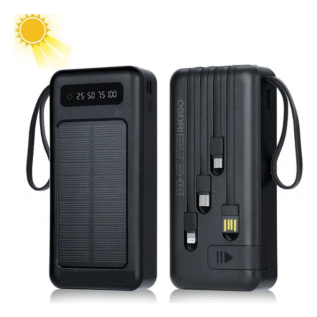 Power Bank Solar 10000mAh 3 en 1 – Impermeable, Doble USB y Linterna LED | Genérico
