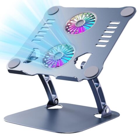 Soporte de Laptop Ajustable con Ventilador de Refrigeración | Ergonómico y Plegable