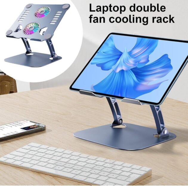 Soporte de Laptop Ajustable con Ventilador de Refrigeración | Ergonómico y Plegable - Imagen 4